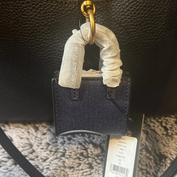 Karl Lagerfeld Black Leather Tote with Gold-Tone Accent With Added Charm & Dusty - Picture 6 of 16